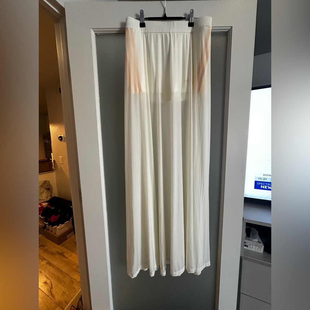 Elegant White and Orange Maxi Dress